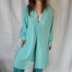 Long sleeve oversized blue duster
